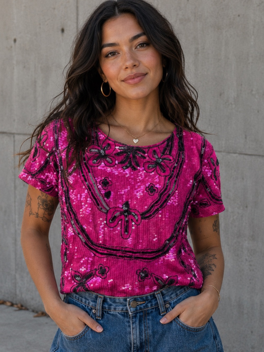 Vintage silk JLB sequin top